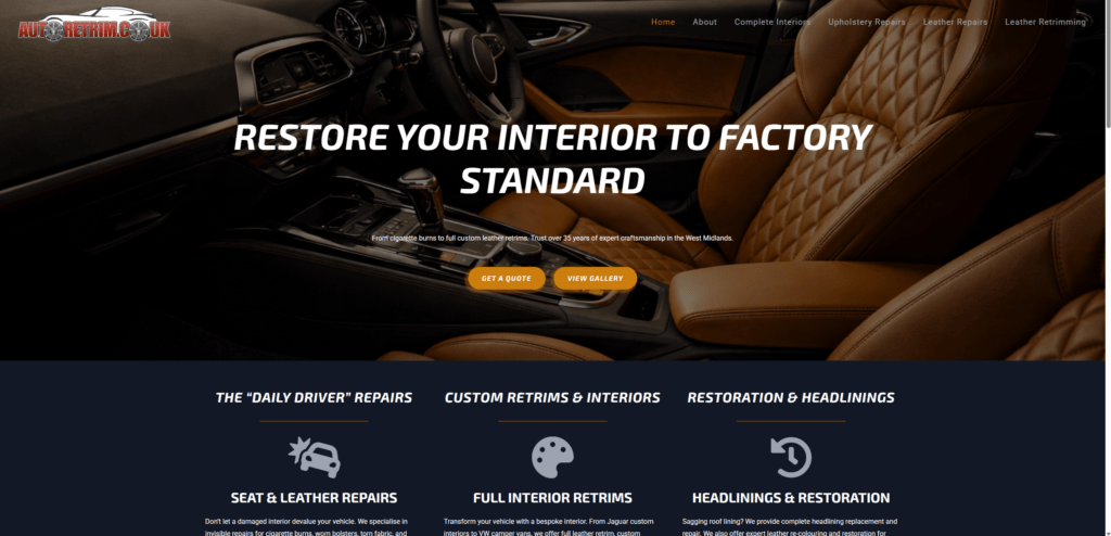Before and after comparison of Autoretrim website redesign showing transformation from dark interface to modern responsive design.