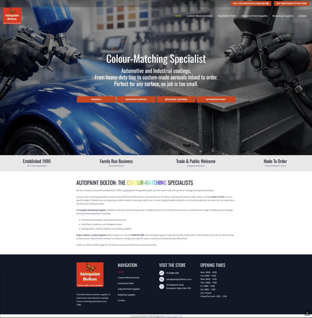 autopaint bolton's new website build